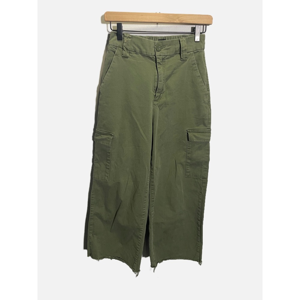 BDG Cargo Pants Womens S Green Raw Hem High Rise Utility Streetwear Wide Leg